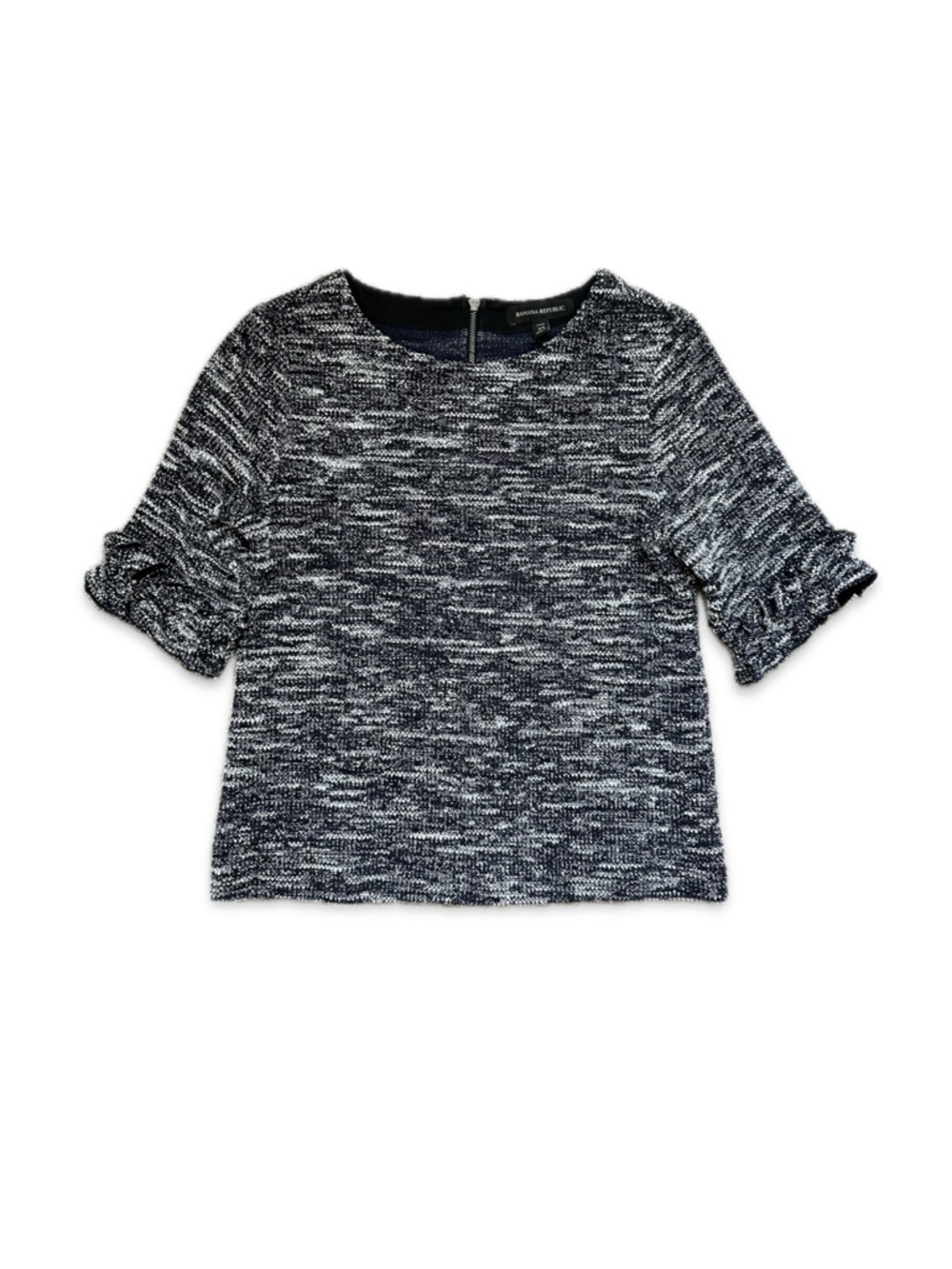 EUC Banana Republic Navy & White Marled Knit Top